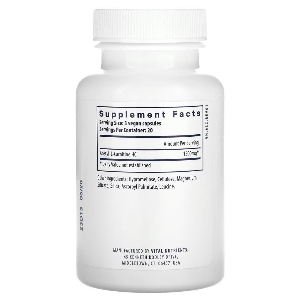 Acetyl L-Carnitine, 500Mg, 60 Veggie Caps