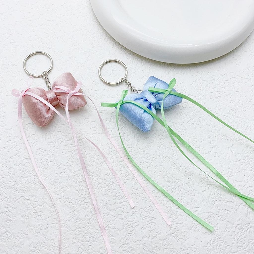 Sweet Ribbon Bowknot Keychain Pendant Keyring Charm Lovely Hanging Decorations for Purse Bag Backpack Handbag Wallet