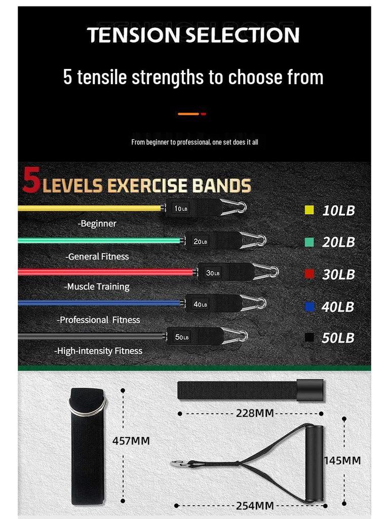 P90X 11-Piece Latex Resistance Bands Set for Fitness Training