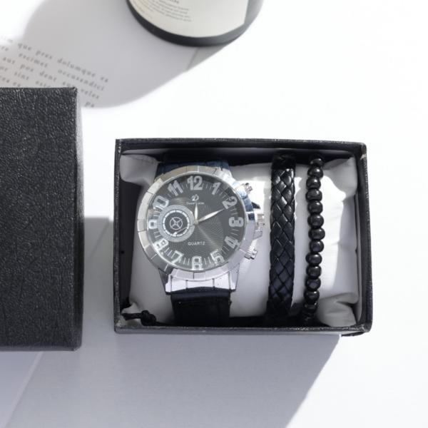Pyramoni Men's Casual Fashion Bracelet Wristwatch Set,Korean Popular Watches
