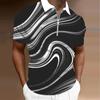 Men's  Shirt Polo Casual Zip Short Sleeve Fashion Casual Zipper Summer Spring Regular Fit 3D Multicolored Print Shirt