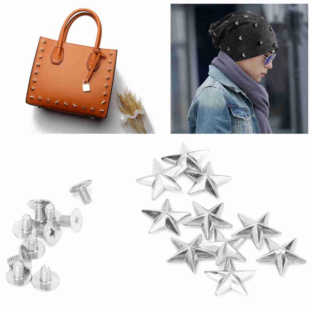 50pcs Metal Metal Star Stud 14mm Leathercraft Rivets Crafts Rivet Spike Screw DIY Decoration