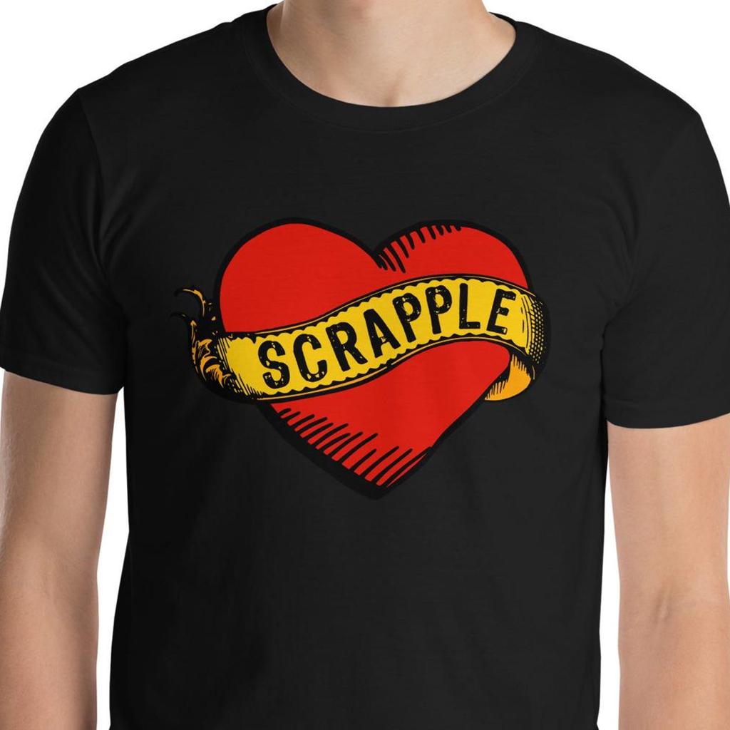 Scrapple Heart Tattoo Pennsylvania Dutch Gourmet Pork Cuisine Funny Scrapple Lovers Gag Gifts T-Shirt