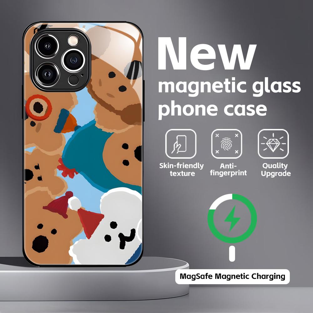 Cute D-Dinotaeng Phone Case For iPhone17 16 15 14 13 12 11 X XR XS 8 Plus Mini Pro Max Glass Magnetic Case