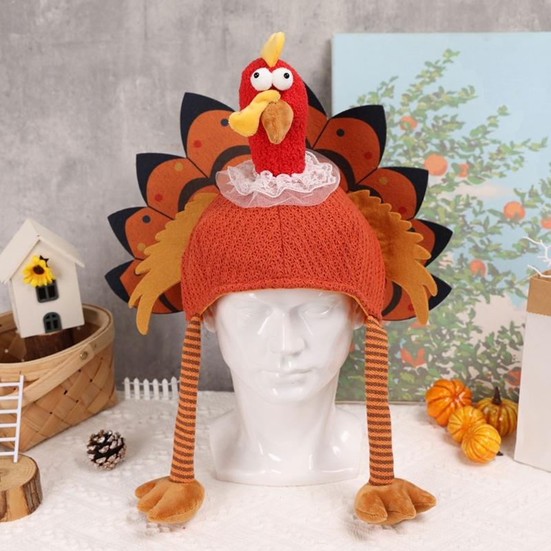 Festival Turkey Shape Costume Hat Thanksgiving Party Headwear Soft Breathable Design For Kids Adults Outdoor indoor Use