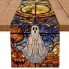 Дорожка для стола на Хэллоуин Призрачная тыква Церковные витражи Готические дорожки для стола Фермерский дом Кухня Обеденный стол Украшения Товары для вечеринки