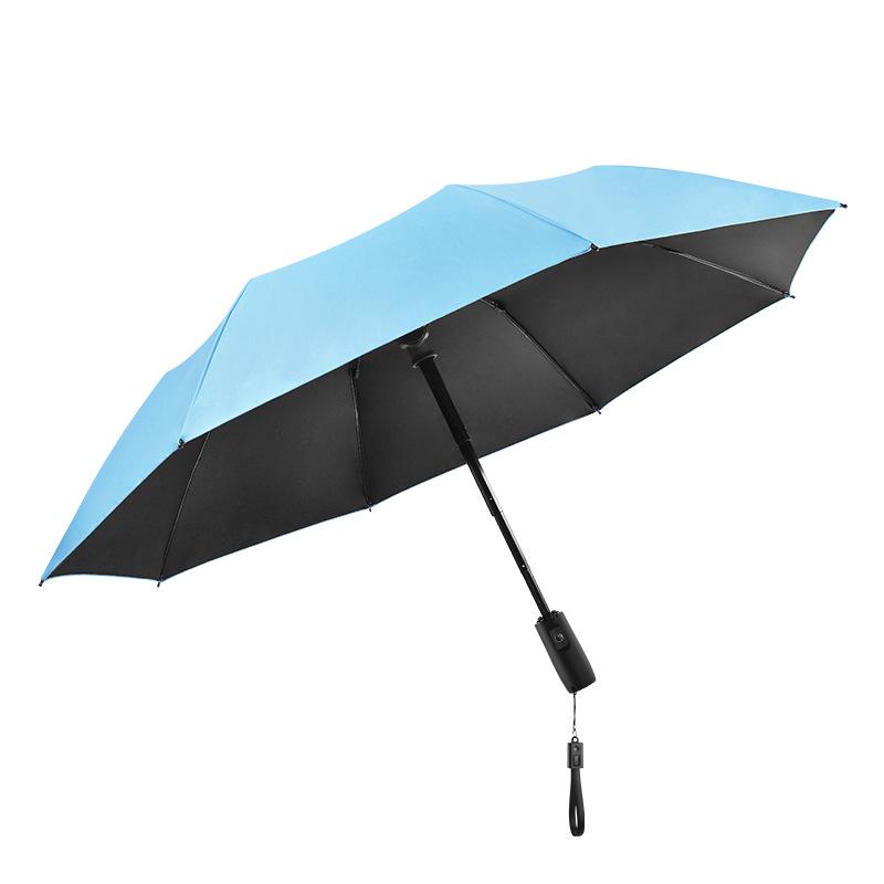 Men's High-End Folding Umbrella with Cooling Fan, Charging Sunscreen, Sunshade, and Rain Protection.