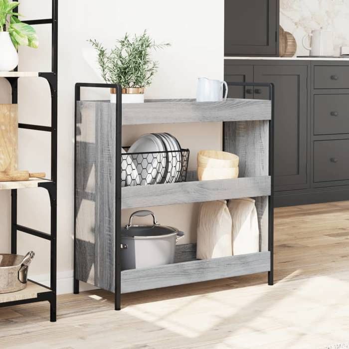 VidaXL Kitchen Cart, Shelf with Wheels, Service Cart, Indoor Living Room Bathroom Storage Furniture, Sonoma 842319