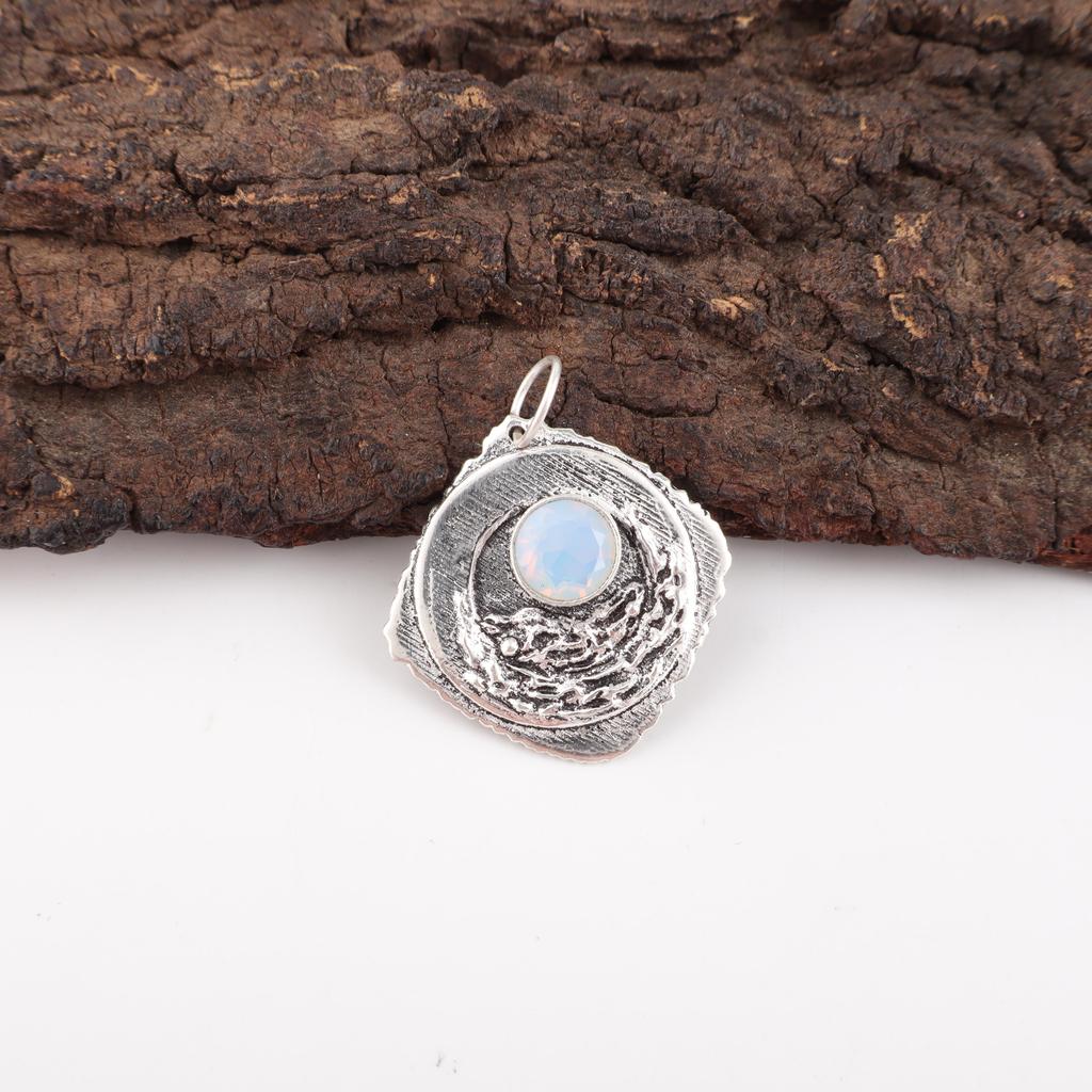 Подвеска из цельного серебра 925 пробы с молочным опалом, ювелирные изделия с подвеской из драгоценных камней ручной работы, подарки для жены, абсолютно новый кулон