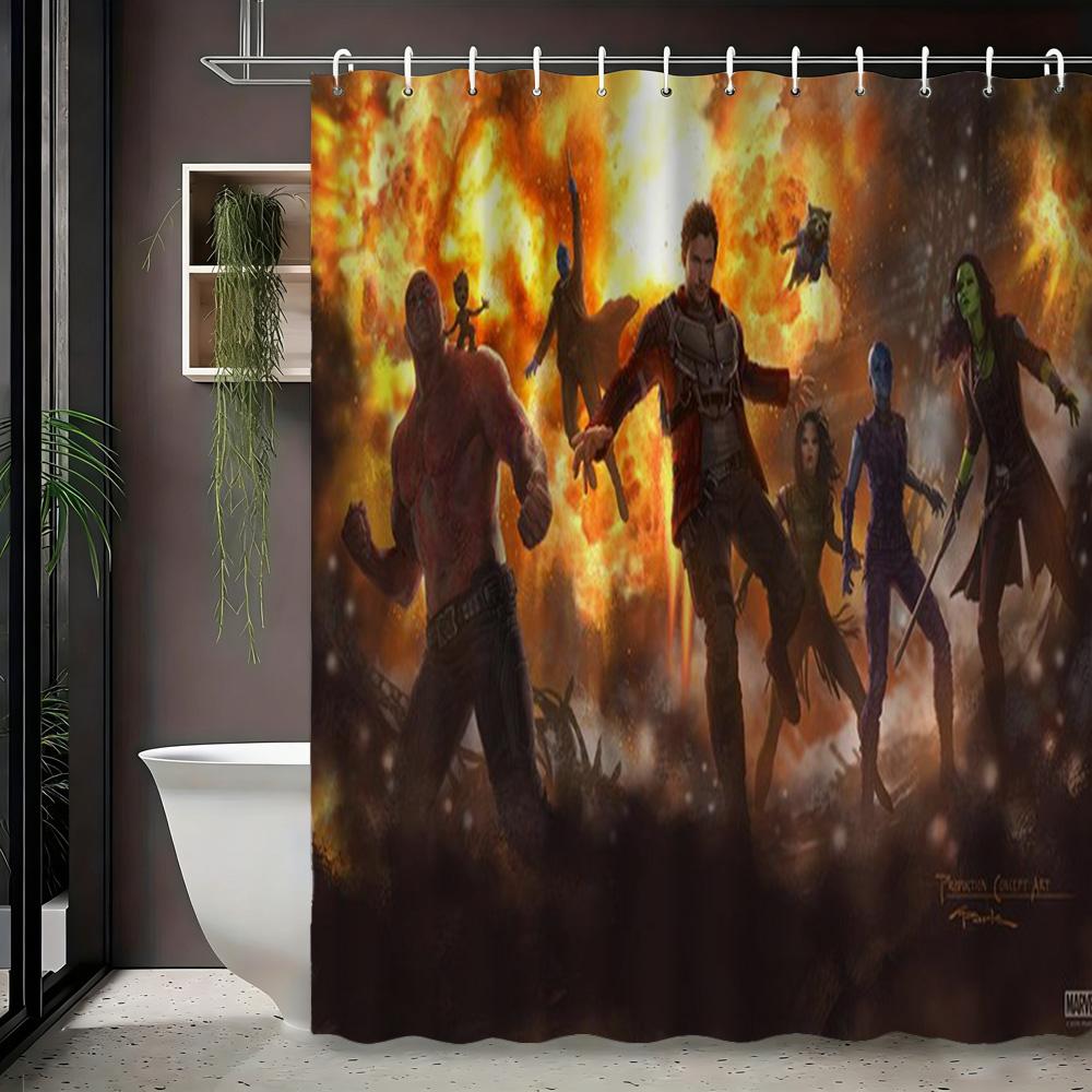 Шторка для душа X-Men Команда в Черных Костюмах Водонепроницаемая для Ванной Комнаты Супергероя