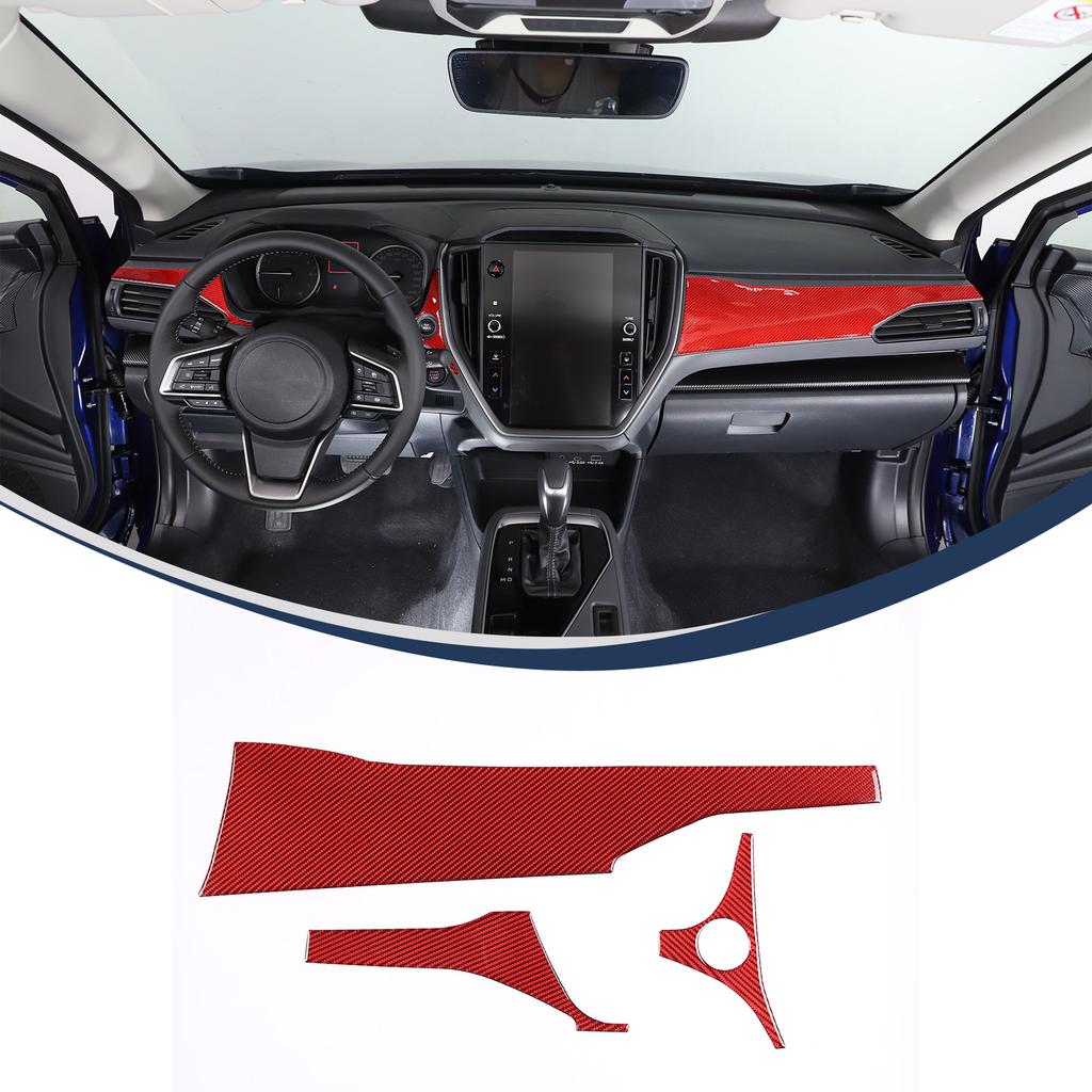 Red Carbon Fiber Dashboard Panel Trim Cover Sticker For Subaru Crosstrek 2024