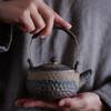Retro Coarse Pottery Teapot – Handmade Ceramic Hammer Pattern Kettle for Office & Traditional Tea Brewing 230ml