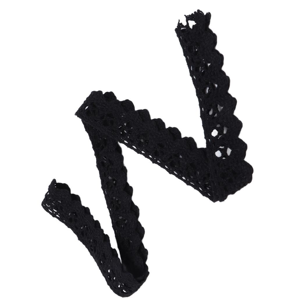 Lace Ribbon DIY Cotton Net 1.5cm Width 20 Yards Elegant Black Fabric Lace Trim for Curtain Clothes