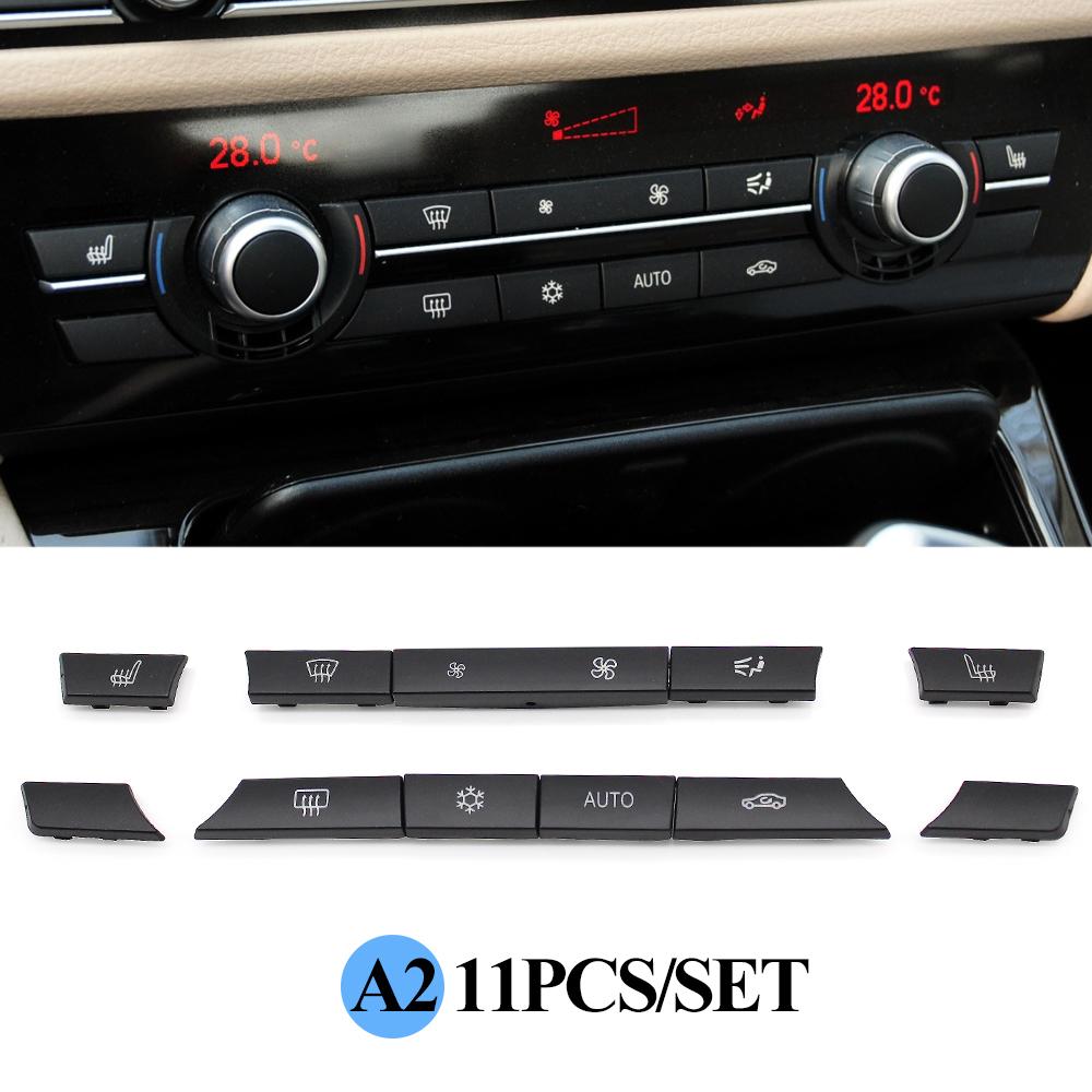 Car Air Conditioner Button Cover Key Audio Switch Caps Replacement For BMW 5 7 Series X5 X6 F10 F18 F01 F02 520 523 525 530 730