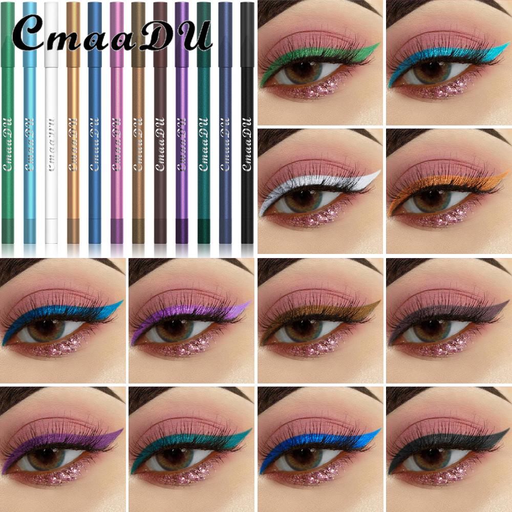 CmaaDu 12 цветов, подводка для глаз с тенями для век шелкопряда, от которой нелегко упасть в обморок в течение длительного времени