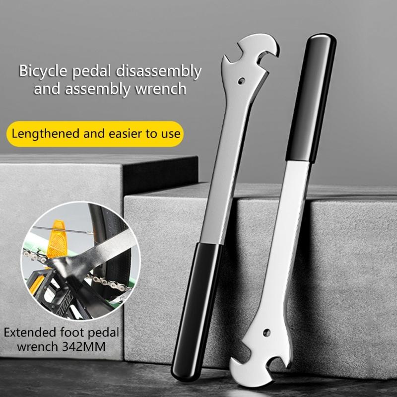 Bike Pedal Wrench Pedal Spanner with Nonslip Long Handle Bike Pedal Removal Tool Pedal Install Spanner Repair Tool