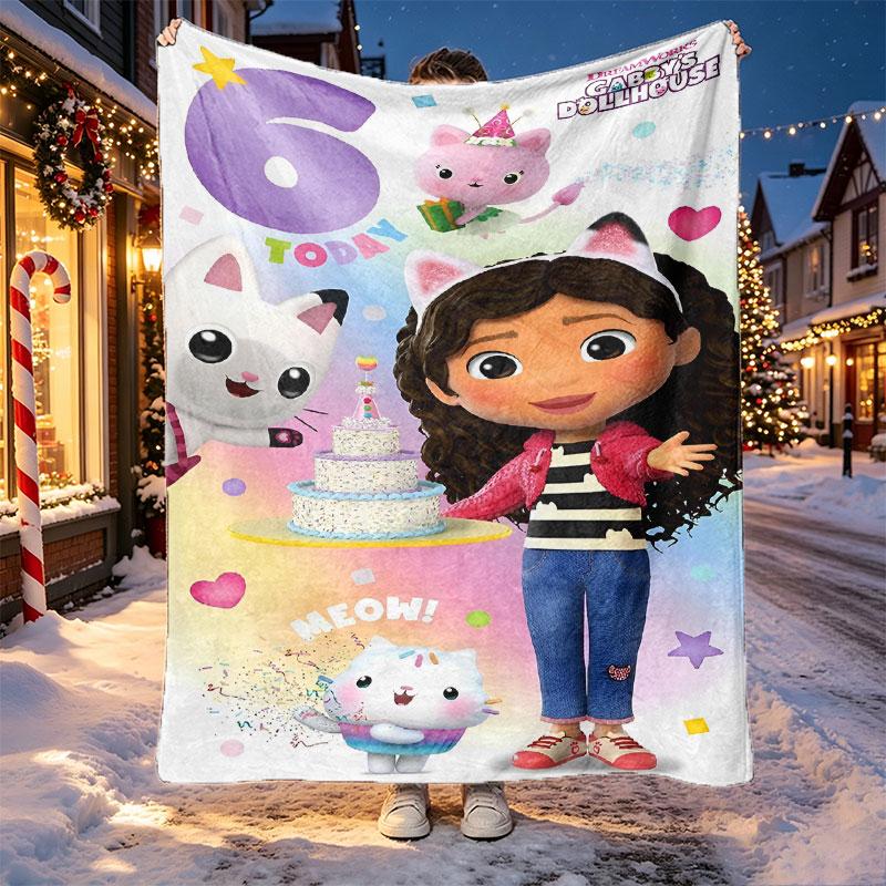 Gabby's Dollhouse Pattern Blanket for Home Decoration, Bed, Sofa, Car Travel, Camping, Suitable for All Seasons, Birthday Christmas Gift