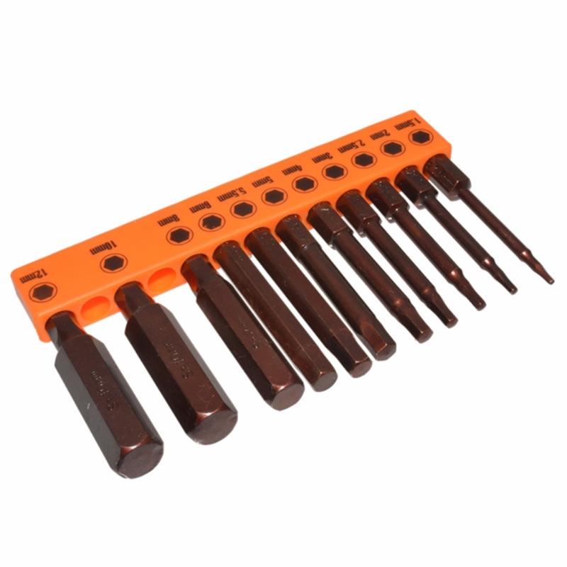23Pcs Hex Head Allen Wrenches Drill Bit Set Steel Magnetic Tip Hex Bit Set 60mm Long 1.5/2/2.5/3/4/5/5.5/6/8/10/12mm