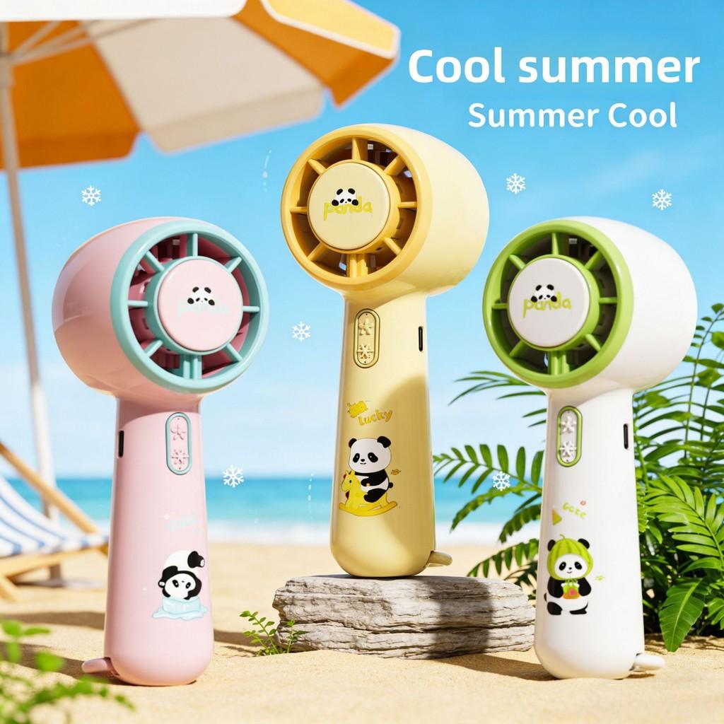 Cartoon Panda Portable Fan With Usb Charging For Children School Use Fun Gift
