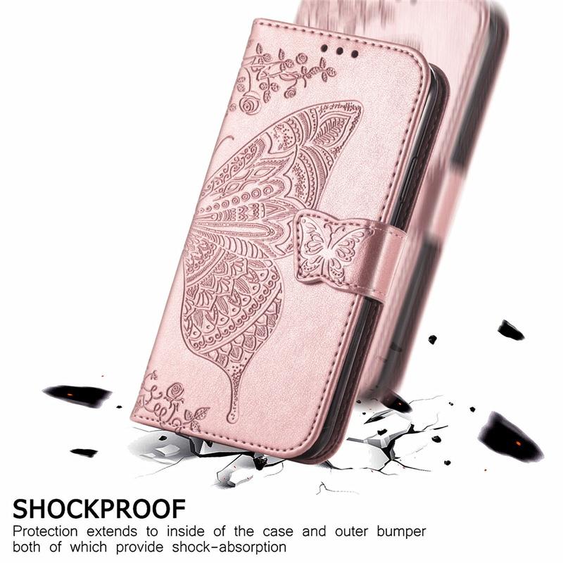 Для OPPO A6 A6C A6S A6T A6X A16 A16S A36 A55S A56 A76 A96 Pro 4G 5G Чехол-книжка из кожи Кошелек Держатель для карт Милая Бабочка