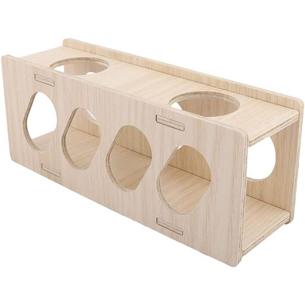 Natural Hamster Wooden Tunnel Exploring Hideout Small Animals Toy Secret Peep Shed Sugar Gliders
