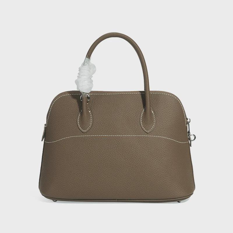 Новая женская сумка из натуральной кожи с узором личи 2024 года - европейский и американский модный дизайн в виде ракушки