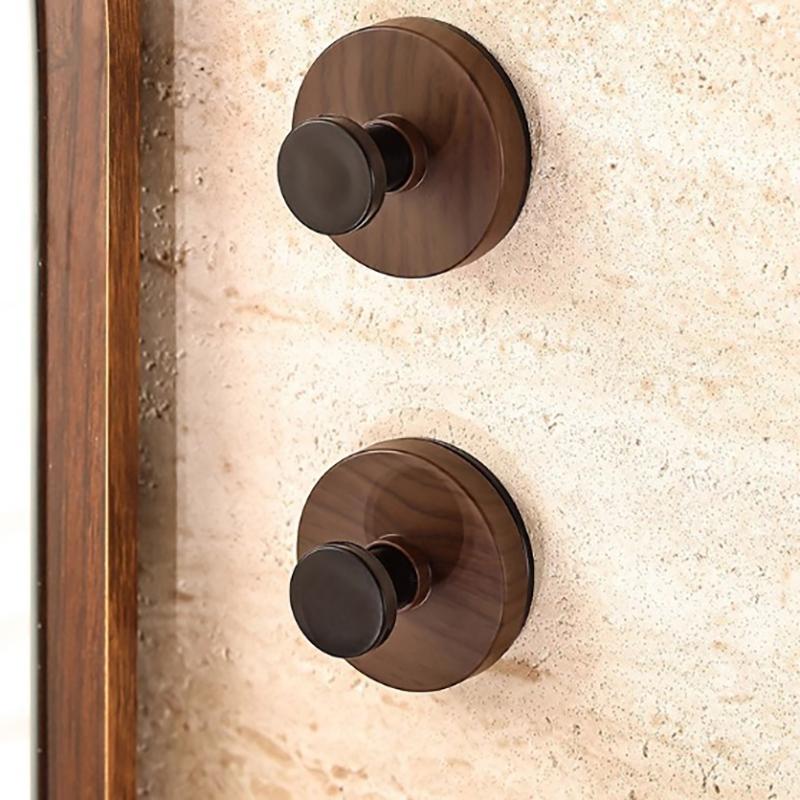 Деревянный крючок для двери из ореха, прочный настенный одинарный крючок, самоклеящийся крючок для одежды, без сверления