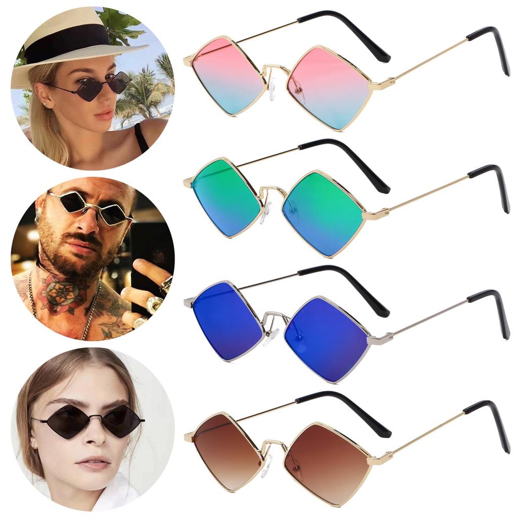 Trendy Small UV Protection Film Metal Men's Shades Sun Glasses Women's Sunglasses Diamond Shape