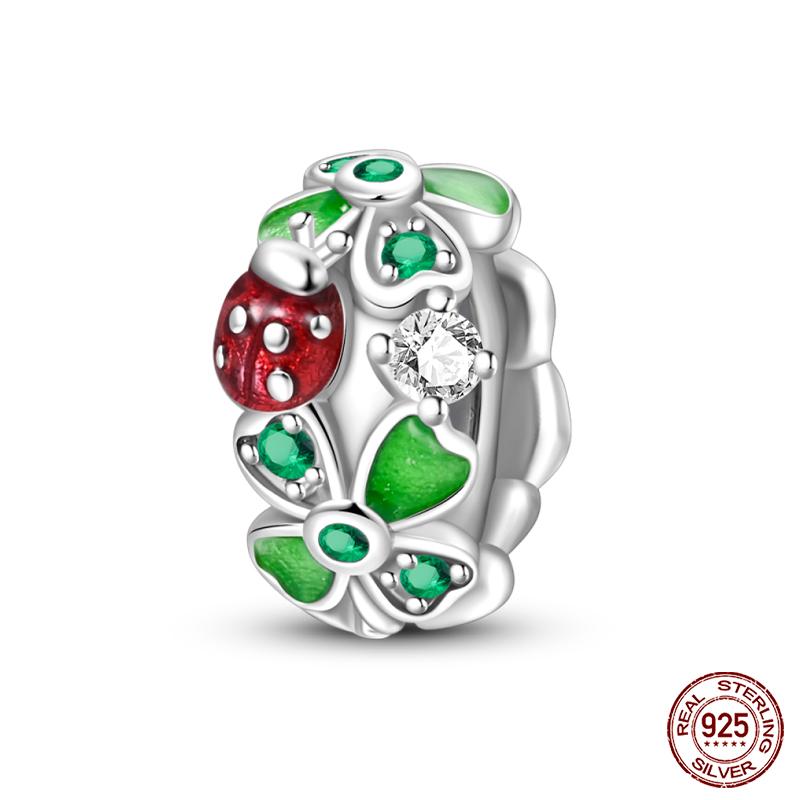 925 Silver Tree of Life Four-Leaf Clover Green Series Charms Beads Fit Qikaola 925 Original Bracelet DIY Jewelry Making