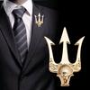 British Stlye Vintage Trident Brooch Men's Suit Metal Brooches Lapel Pin Badge Shirt Collar Gifts