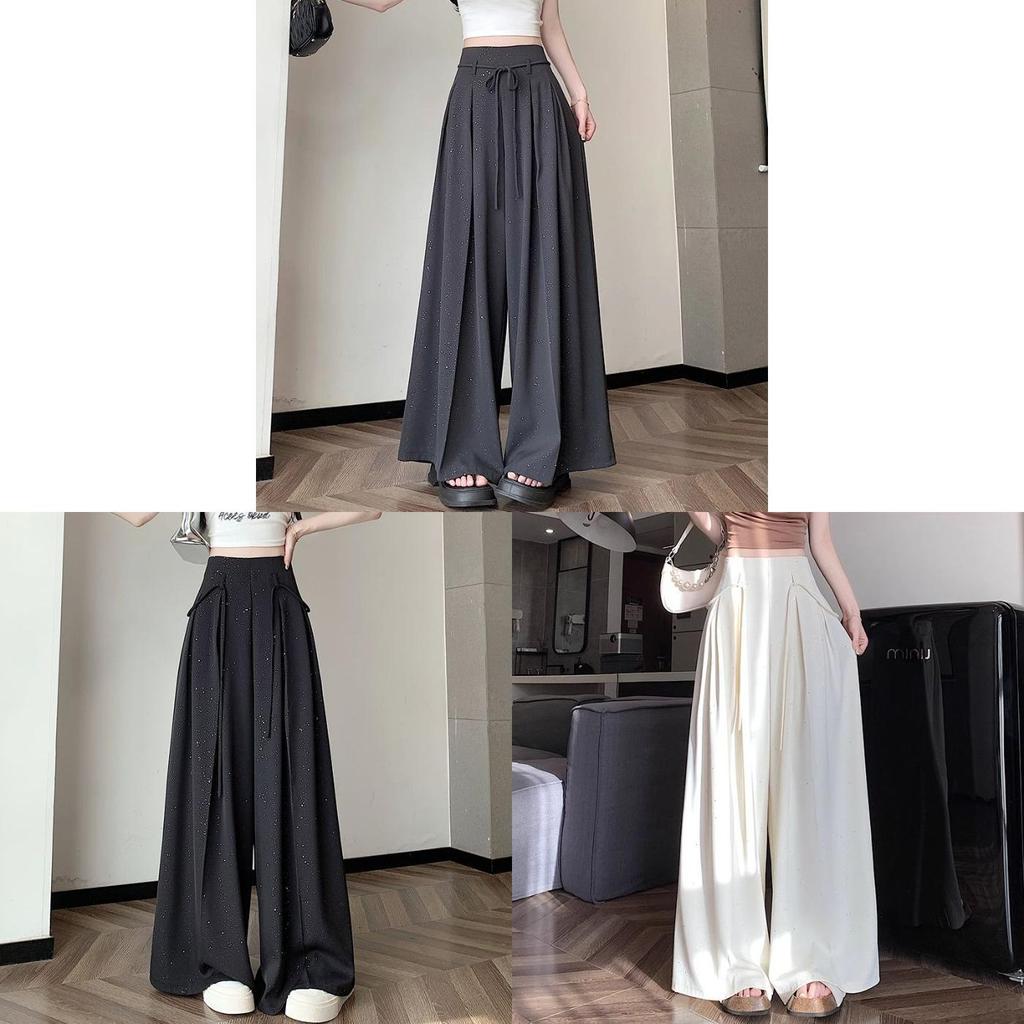 Summer Fashion Wideleg Suit Skirt Pants For Women With Solid Color And Fine Flash Design