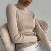 Women Autumn Winter High Neck Long Sleeve Solid Color Slim Knitted Base All Match Sweater