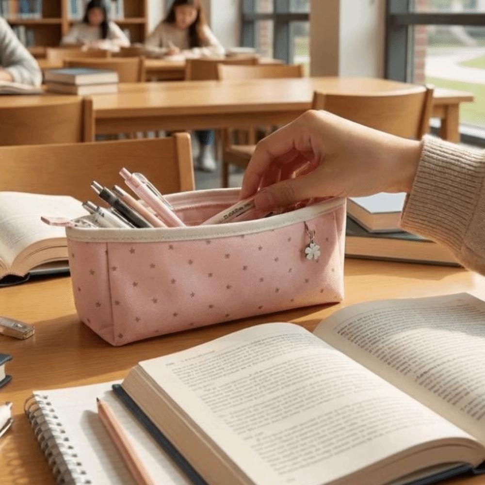 Large Capacity Portable Pencil Pouch Zipper Pencil Bag Simple Aesthetic Makeup Bag  Back To School