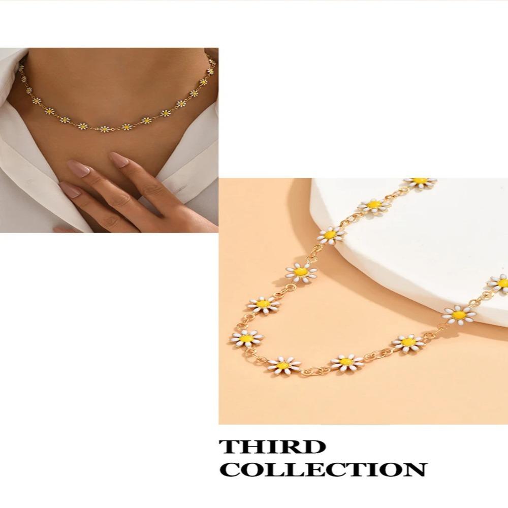 Ювелирные изделия Женские Милая ромашка Шейная цепочка Украшение Ювелирный подарок Цветок Ромашка Ключичная цепочка Ожерелье