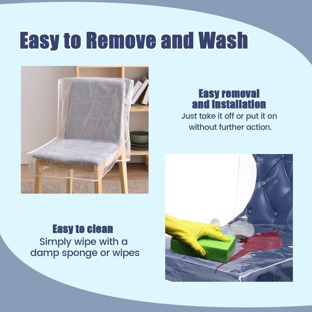2/6Pcs Transparent Plastic Chair Cover Waterproof Dustproof Dining Room Chair Cover Thicken Scratch Resistant Seat Protector