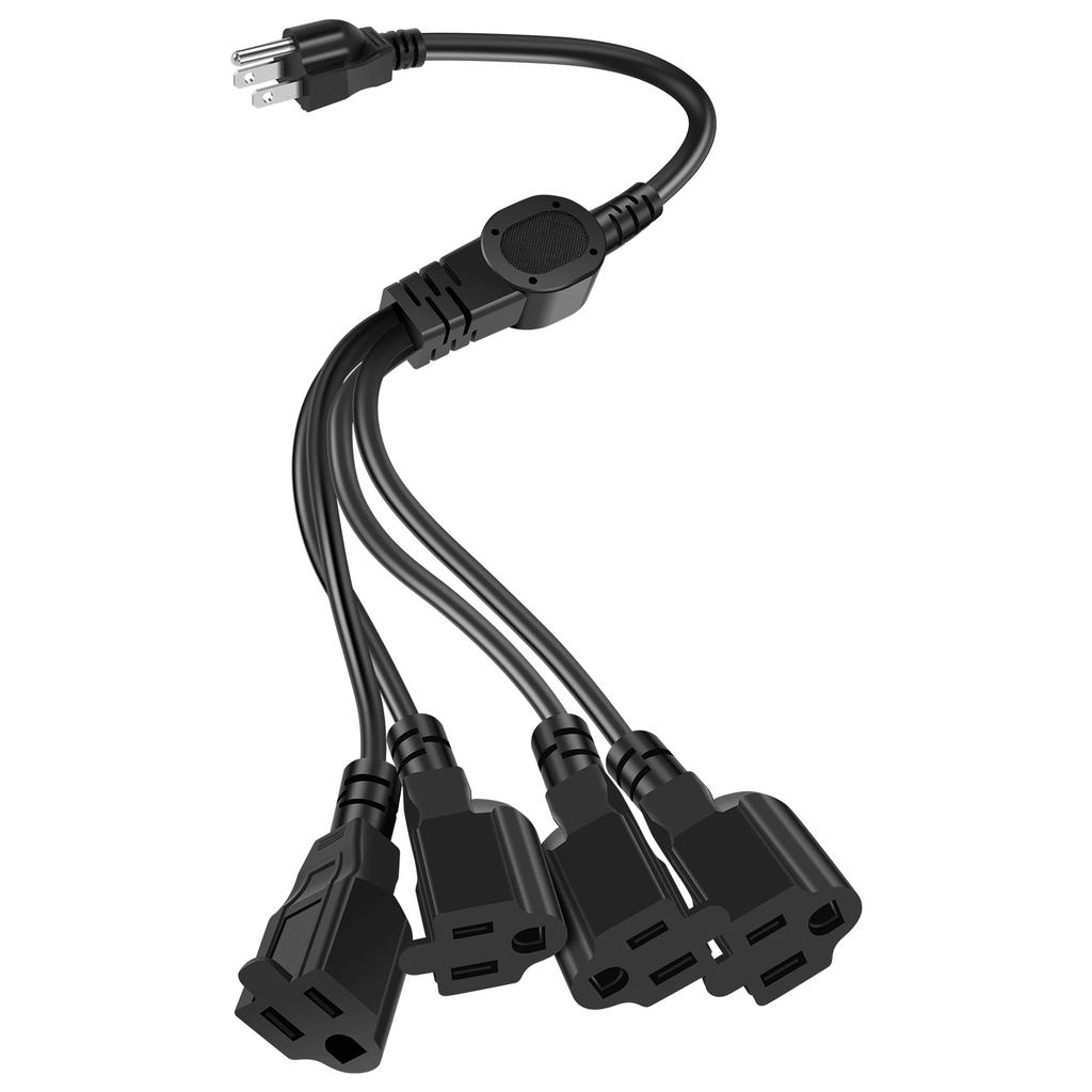 3 Prong Extension Cord Splitter Versatile 4-Outlet Cord Splitter Protective Outlet Splitter 3 Prong Extension Cord for Home2025