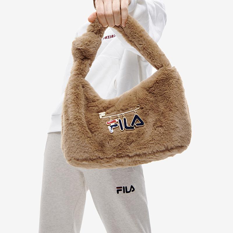 Fila Fashion Casual Fabric Underarm Handheld Shoulder Bag Women Bags Light-Brown F13W249170F-BG
