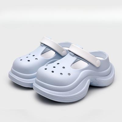 Летние дырчатые туфли Женские нескользящие пляжные шлепанцы с закрытым носком Модные сандалии и шлепанцы из ЭВА