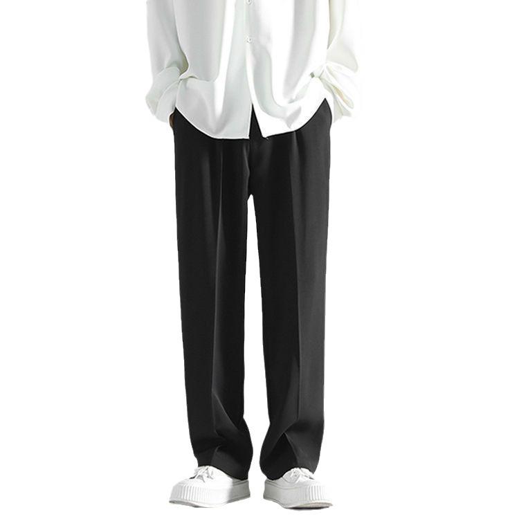 Мужские брюки свободного покроя Nine-Point в гонконгском стиле с широкими штанинами