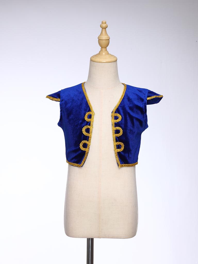 Костюм арабского принца для мальчиков, жилет с рукавами-крылышками и V-образным вырезом, наряд для тематической вечеринки, косплея, Хэллоуина, выступления