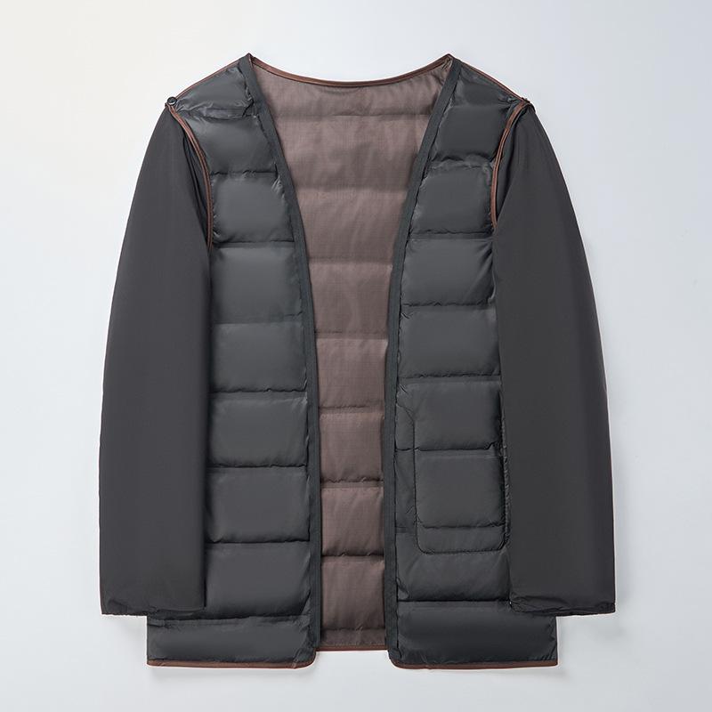 High-end Double-sided Cashmere Coat for Men, Middle-aged and Elderly Dads, Woolen Woolen Coat, Mid-length Down Liner Top