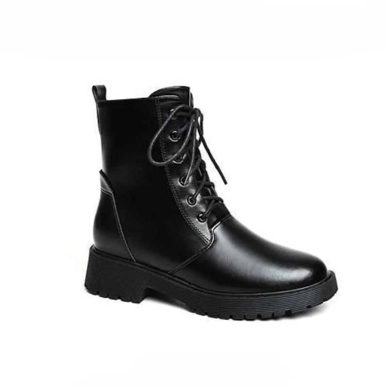 Трендовые минималистичные короткие ботинки 2024 весна-осень новая модель однотонные универсальные удобные с характером средней высоты голенища женские туфли