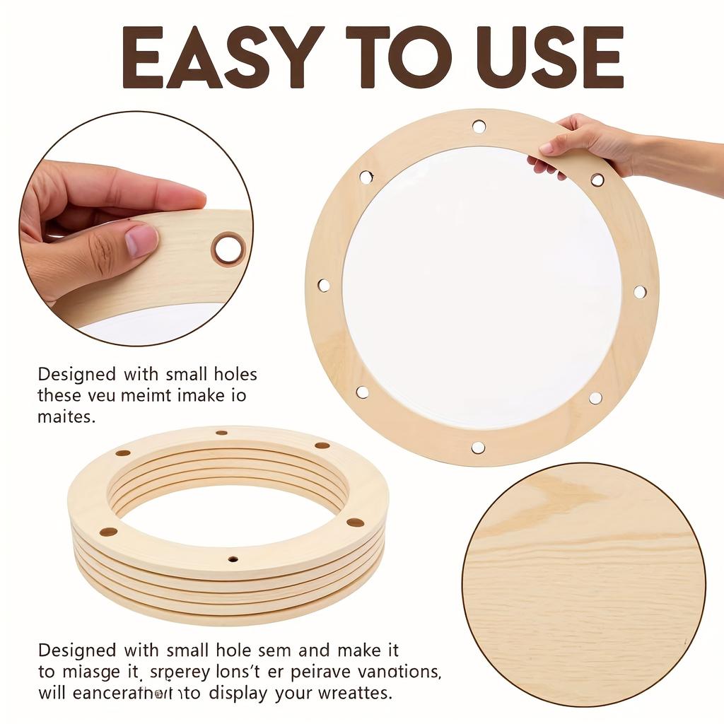 6 шт. 11,81-дюймовые деревянные венковые кольца, деревянная форма для венка с отверстиями, висячая толщина цветочная рамка для венка для свадьбы