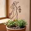 Distressed Iron Character Silhouette Plant Trellis Hollow Out Flower Pot Bracket  Climbing Plants