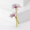 Pastoral Enamel Chrysanthemum Double Branch Brooch: Versatile Floral Fashion Pin Accessory