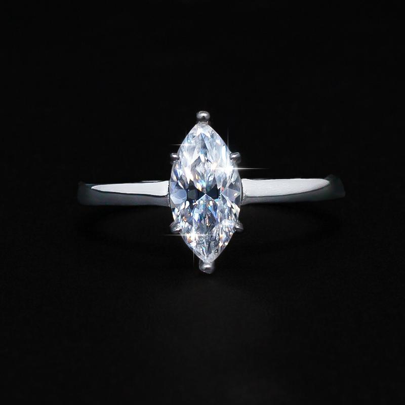 New Design S925 Silver 18k Gold Plated 1CT 2CT VVS D Color Marquise Cut Moissanite Women Ring Engagement Wedding Moissanite Band