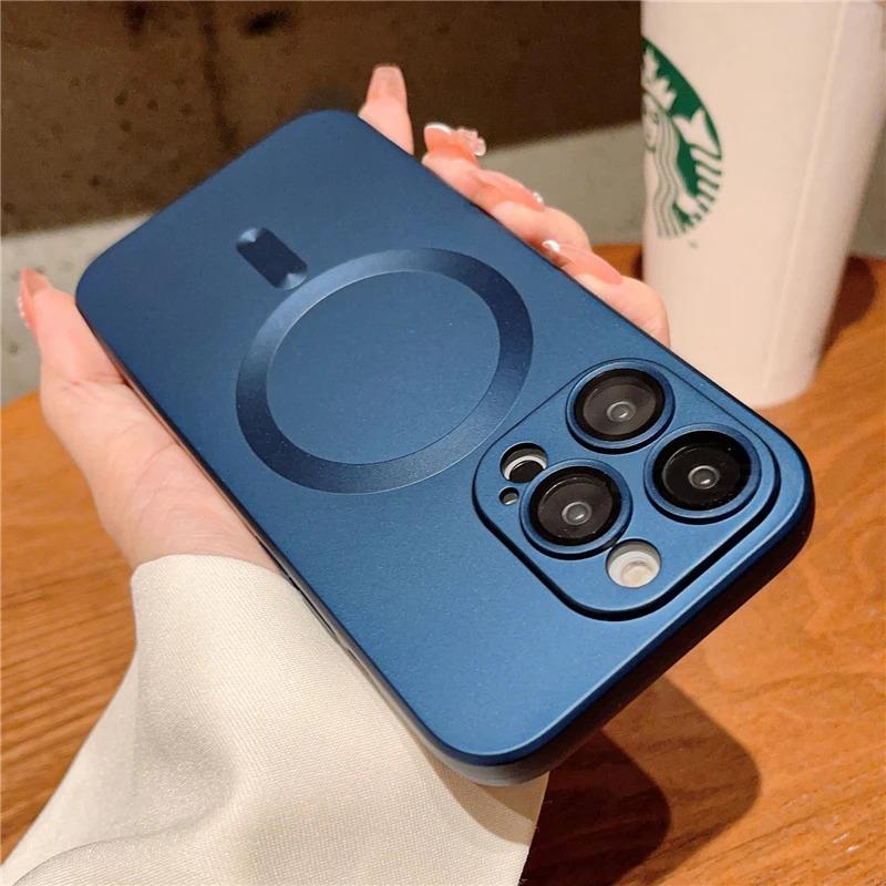 For Magnetic Phone Case For For Iphone 17 16 Pro Max Lens Protection Matte Cases For For Iphone 1 14 13 17 Pro Max Cover