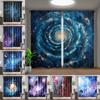 Earth Space Night Milky Way Starry Sky Printed Drape 2 Pieces Thin Children's Curtain for Living Room Bedroom Window Drape Decor