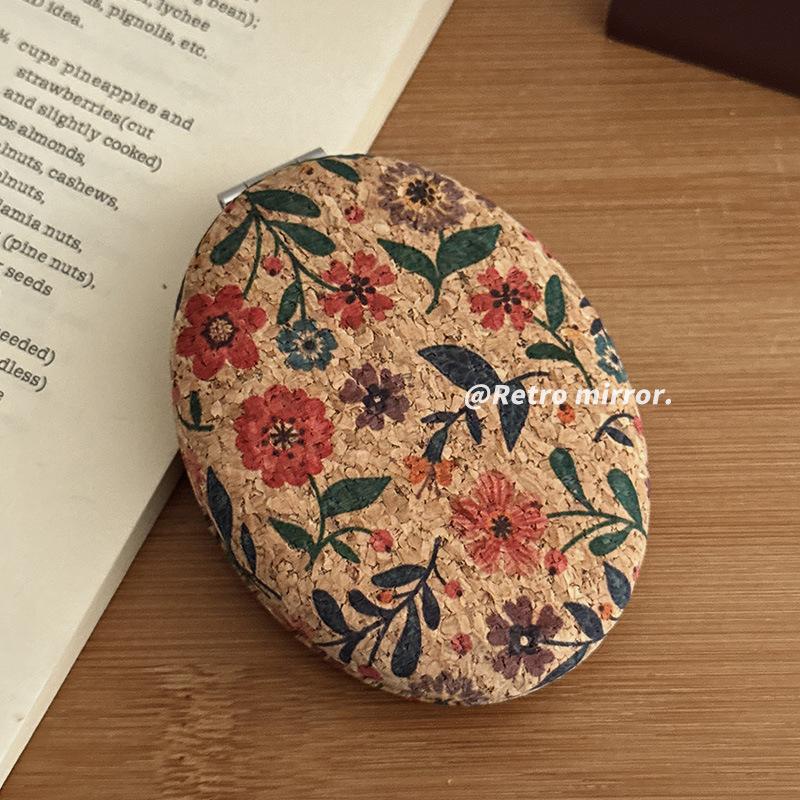Vintage Style Folding Dual-Sided Compact Mirror, Portable Creative Minimalist Makeup Mirror for Women