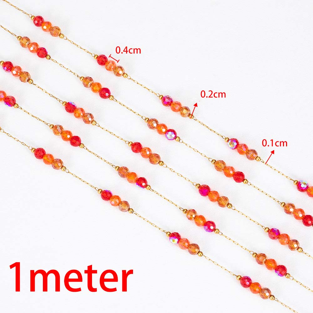 1M Stainless Steel Pink Ball Beads Beaded Chain 4.5mm Glass Crystal Link Chains for DIY Bracelet Necklace Jewelry Making Supply